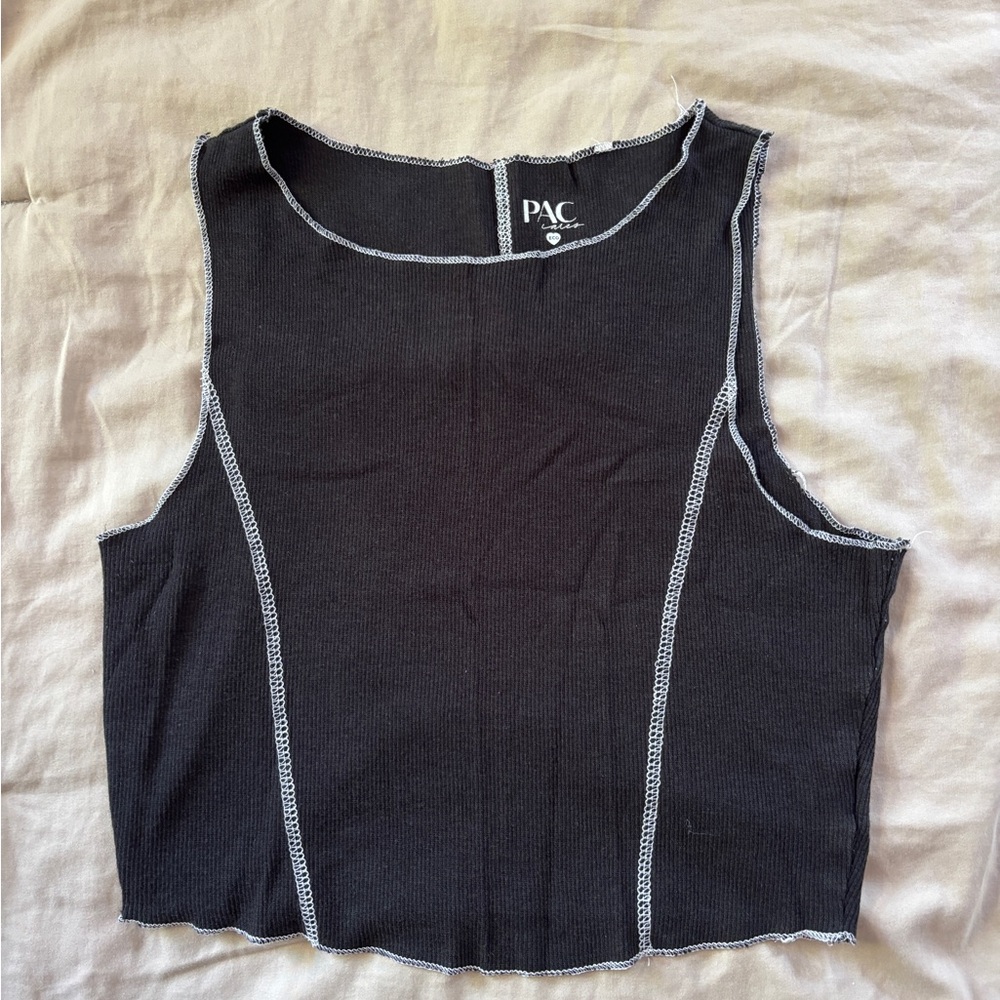 Pac-sun Ribbed Cropped Black Tank Top